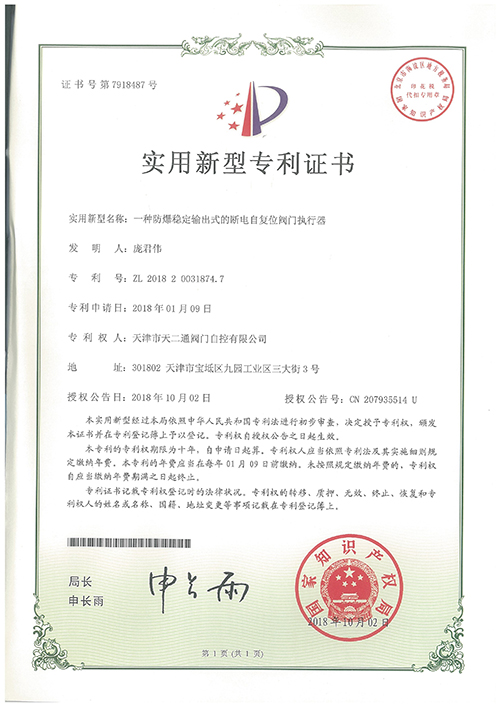 Patent certificate